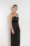 The Little Black Dress by Nackiye is a delicate slip dress with a gathered waist and mesh details