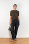 The Pearl Top by Nackiye is a crew neck short sleeved sweater in a lightweight cashmere with lightly ribbed sleeve hems and bottom hem
