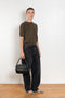 The Pearl Top by Nackiye is a crew neck short sleeved sweater in a lightweight cashmere with lightly ribbed sleeve hems and bottom hem