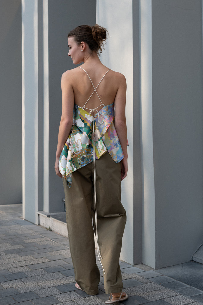The Petit Jardin Top by Nackiye is a strappy top in foulard with adjustable straps