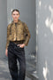 The Pixie Jacket by Nackiye has a cropped silhouette, leopard print & sleeves with two front pockets and elbow patches