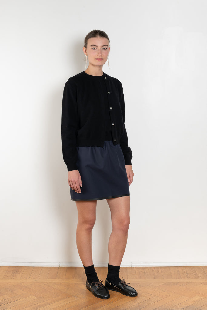 The Sea Shell Cardigan by Nackiye is a beautiful lightweight cashmere cardigan with mother of pearl buttons and lightly ribbed cuffs