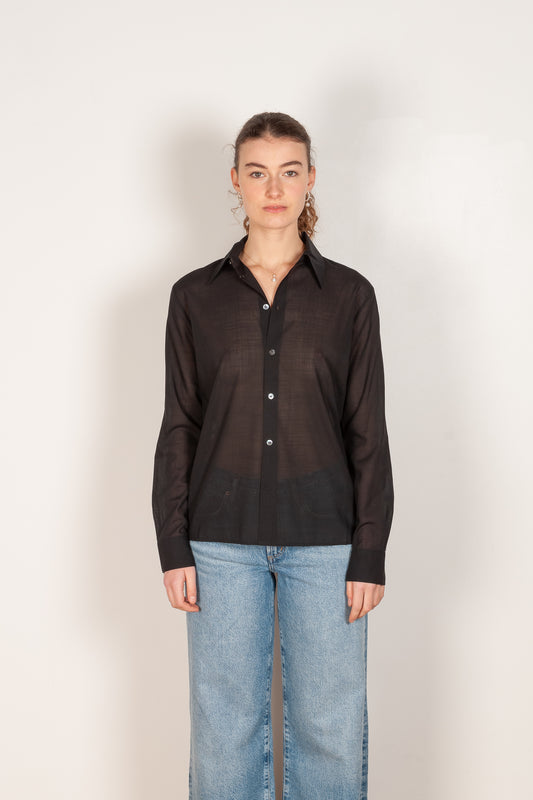 sheer buttondown shirt black 6397
