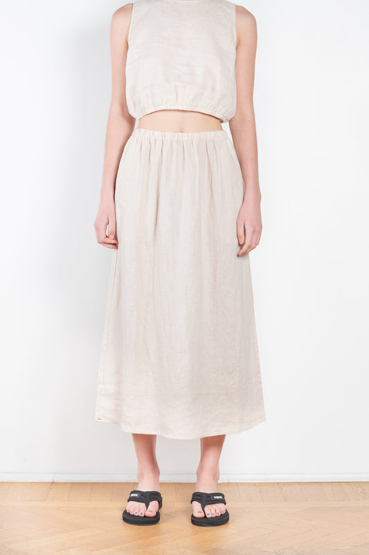 The Loretta Skirt by Xirena  is a comfy summer skirt in a lightweight linen with a clean minimal cut
