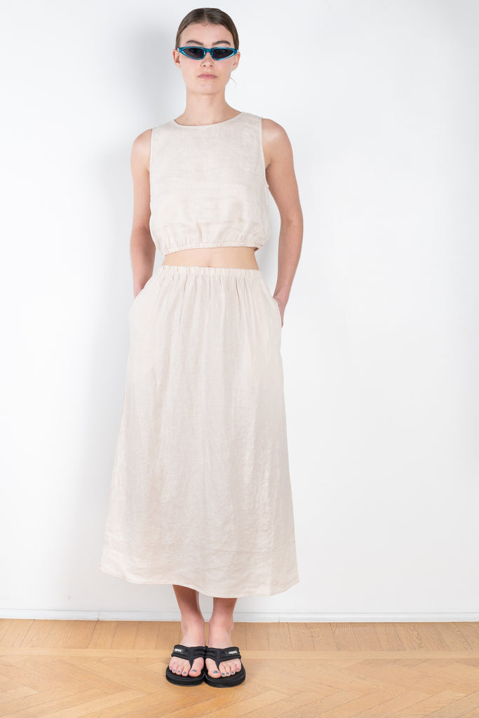 The Loretta Skirt by Xirena  is a comfy summer skirt in a lightweight linen with a clean minimal cut