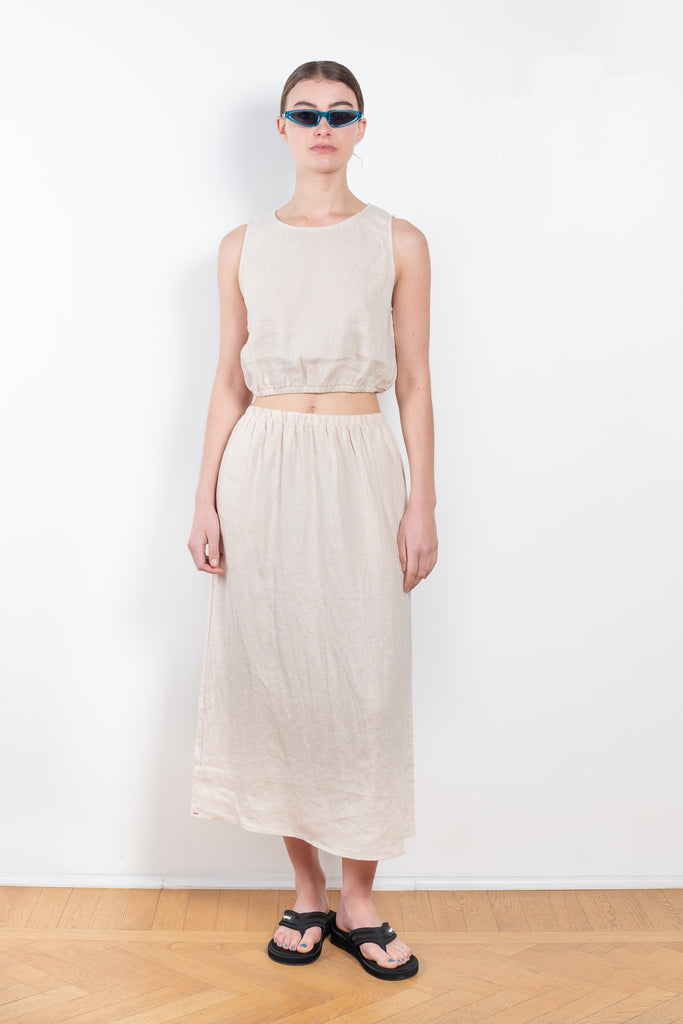 The Tallie Top by Xirena  is a comfy summer cropped top in a lightweight linen with a clean minimal cut
