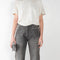 The Loose Jean by 6397 is a relaxed jeans with a loose straight leg and a mid rise in a vintage washed grey 