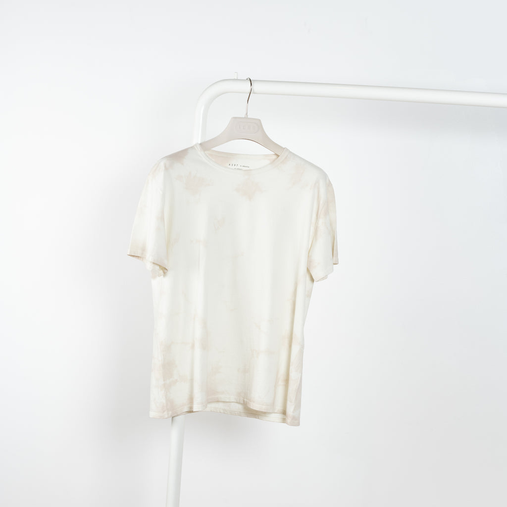 The Tie Tye Man T by 6397 is a signature relaxed Tee in a subtle beige tie-dye print