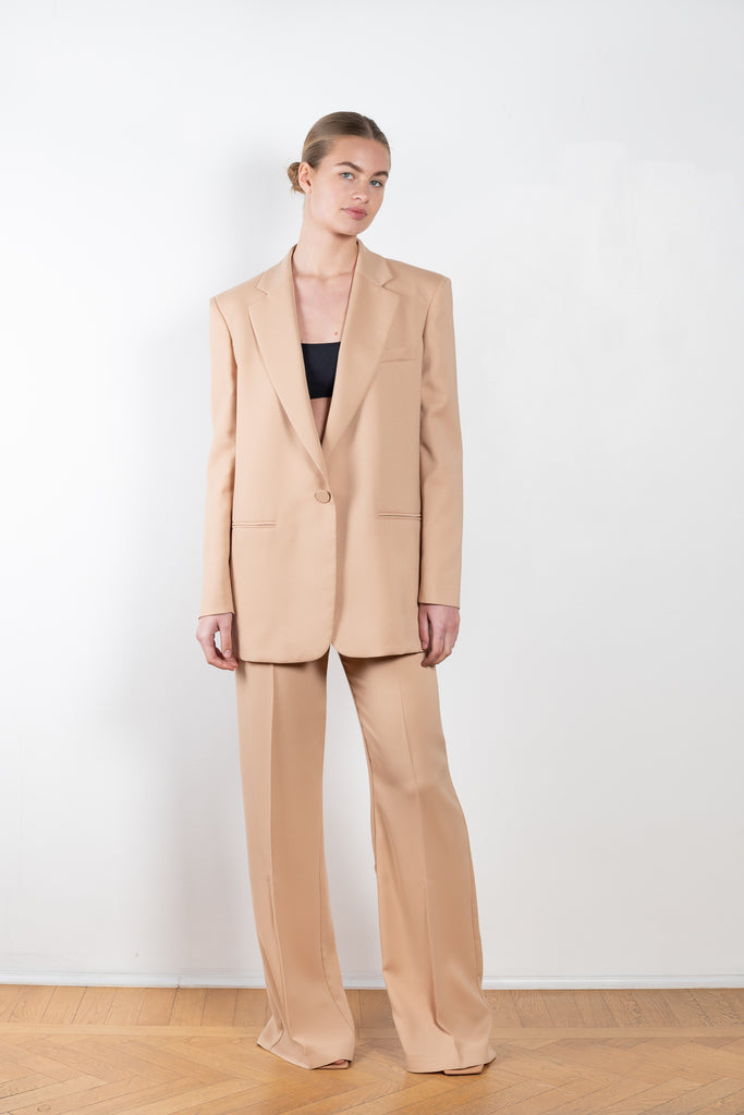 The Guia Blazer by THE ANDAMANE is a relaxed oversized blazer in a summer blush