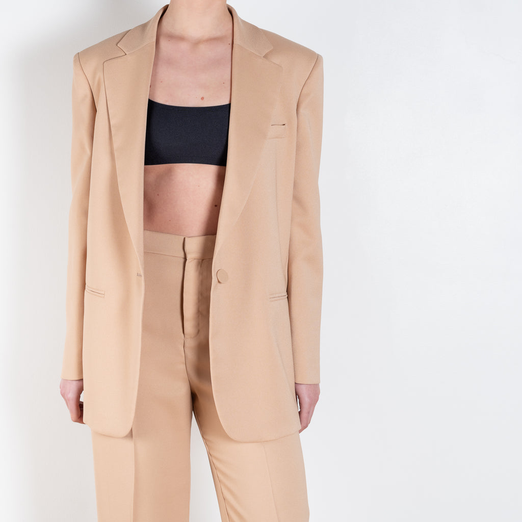 The Karla Pants by The Andamane is a high waist suiting trouser with a flattering straight leg in a summer blush