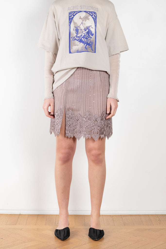 The Embroidered Skirt 492 by Acne Studios has a sequin embroidered detailing at the bottom hem and a side slit