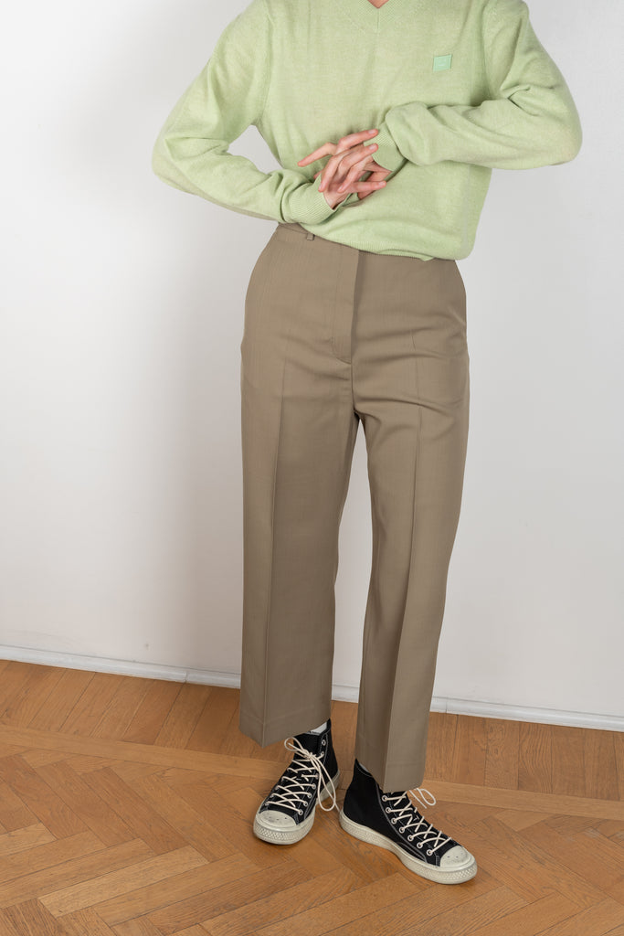 The Tailored Trouser 889 by Acne Studios is a high waisted suiting trouser with a cropped wide leg