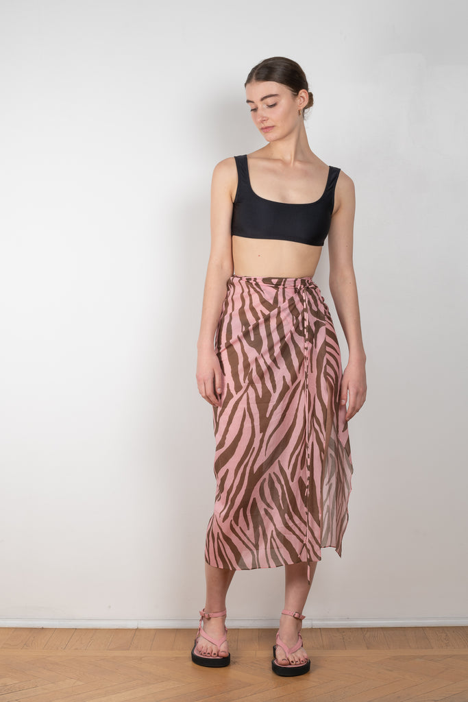 The Jacky Wrap Skirt is a high waisted zebra print wrap skirt in a light summer cotton voile