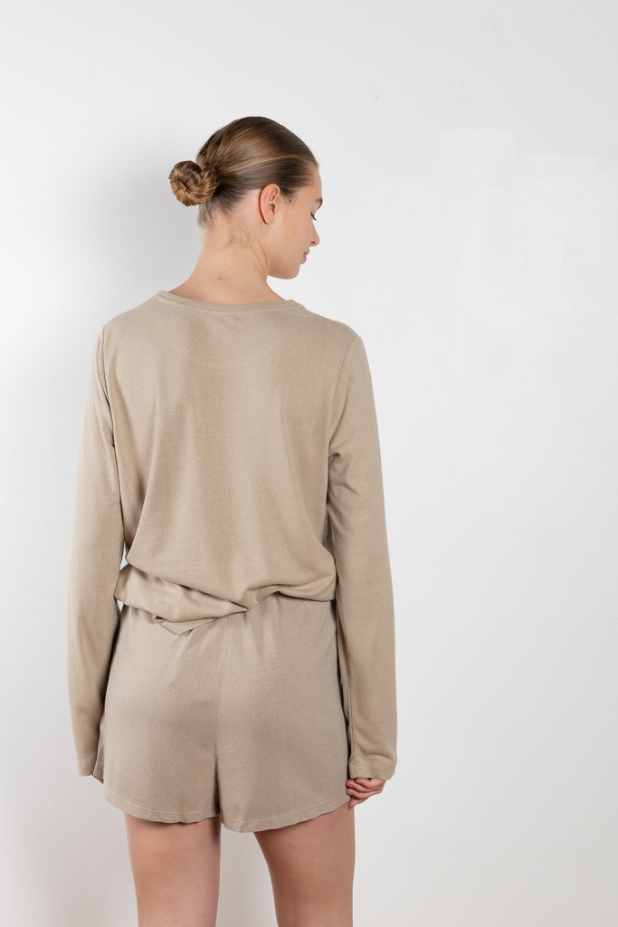 The Silk Long Sleeve Tee by Baserange is a naturally dyed relaxed summer Tee in a flowy wild silk