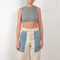 The Mix Chino Pants by B SIDES  is a high waisted trouser in a soft brushed cotton with big contrasted blue denim pockets