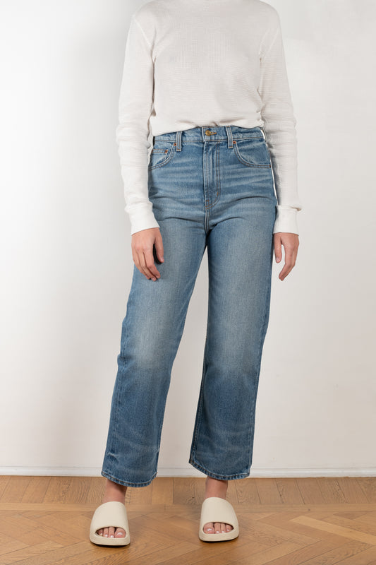 The Plein Relaxed Straight jeans by B SIDES  is a high waisted jeans with a relaxed straight leg in a mid blue wash