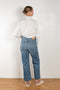 The Plein Relaxed Straight jeans by B SIDES  is a high waisted jeans with a relaxed straight leg in a mid blue wash