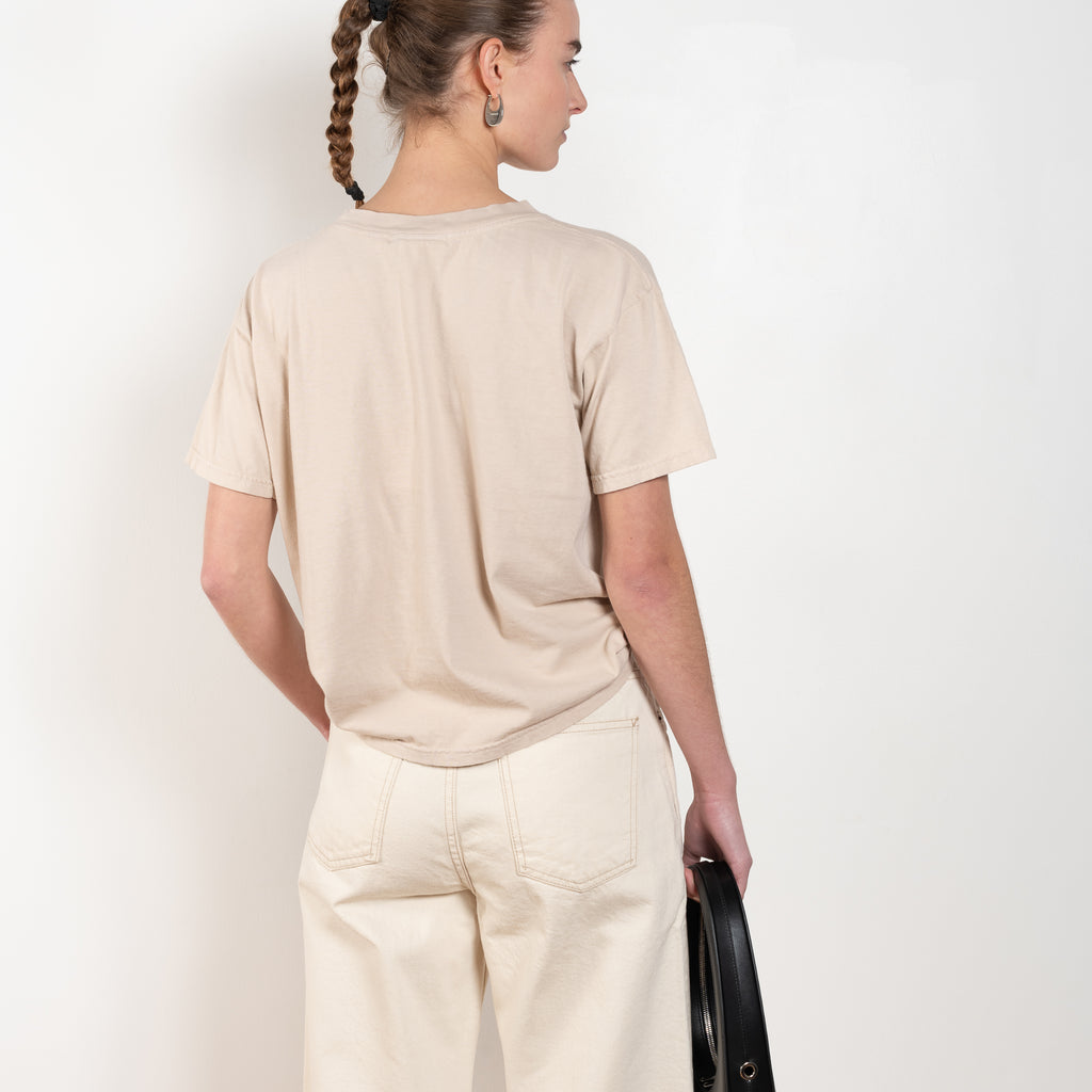 The Short Sleeve Tee by B Sides is a loose boxy Tee in a superior cotton jersey Tan color