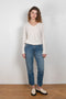 The Louis Hi Slim jeans by  is a high waisted jeans with a fitted straight leg in a vintage medium blue wash