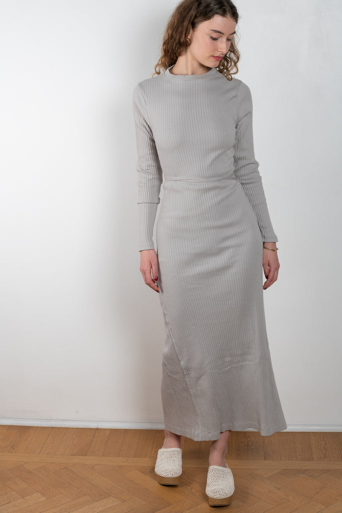 The Dydine Dress by Baserange is a long sleeve wrap dress in a ribbed cotton jersey