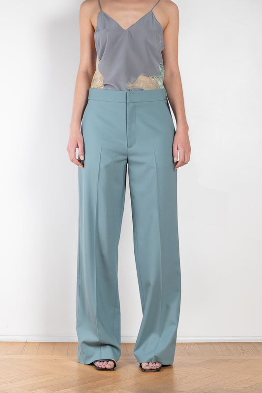 The Trouser 0301 by GAUCHERE is a signature mid waisted trouser with a wide leg and contrasted cream stitching on the sides