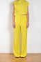 The Trouser 0301 by GAUCHERE is a mid waisted trouser with a wide leg in a vibrant yellow linen blend