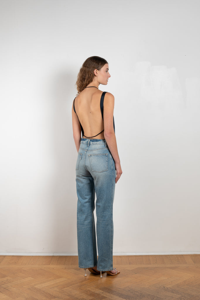 The Relaxed Jeans by Gauchere is a signature denim with a relaxed fit in a washed medium blue