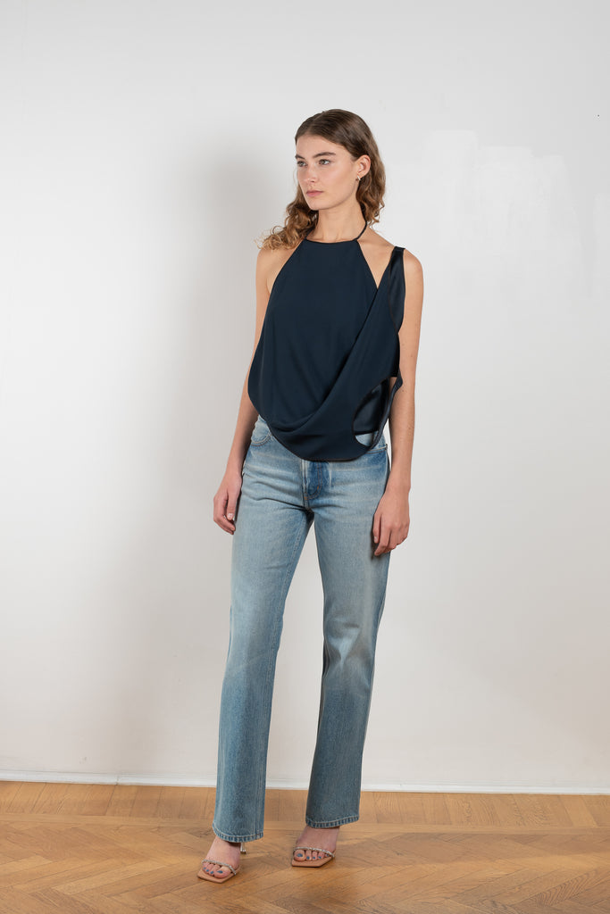 The Relaxed Jeans by Gauchere is a signature denim with a relaxed fit in a washed medium blue