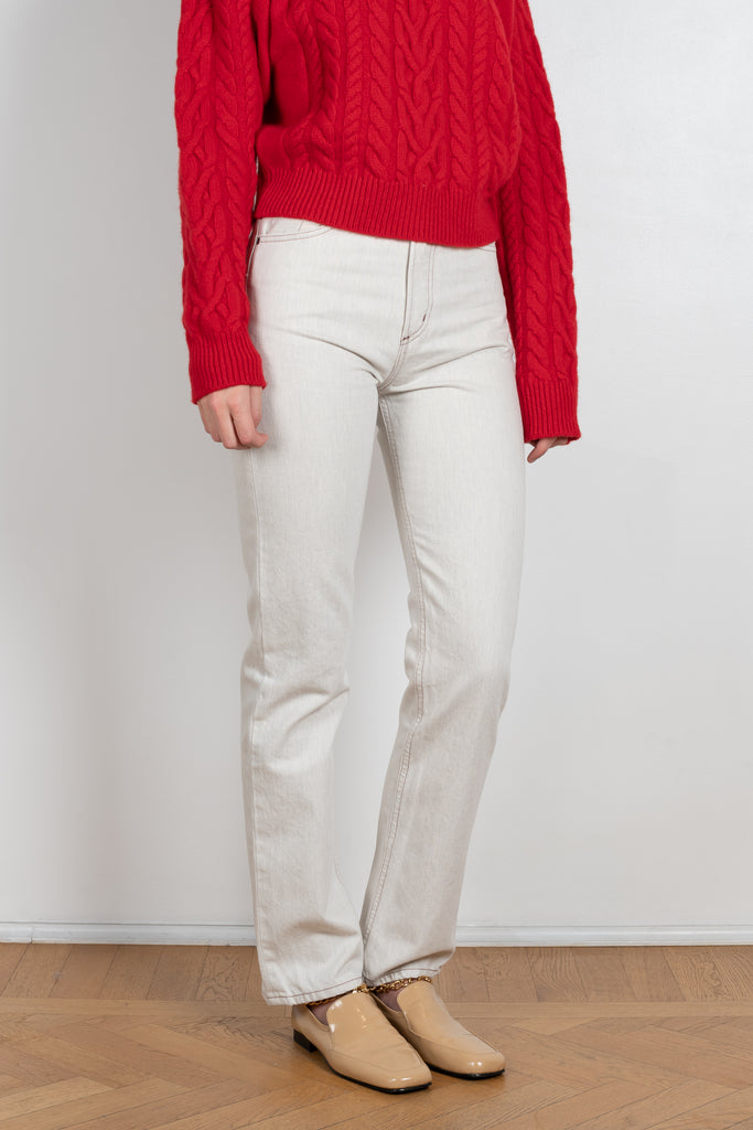 The Martin Jeans by Goldsign Denim is a high waisted straight leg jeans in Heather Grey