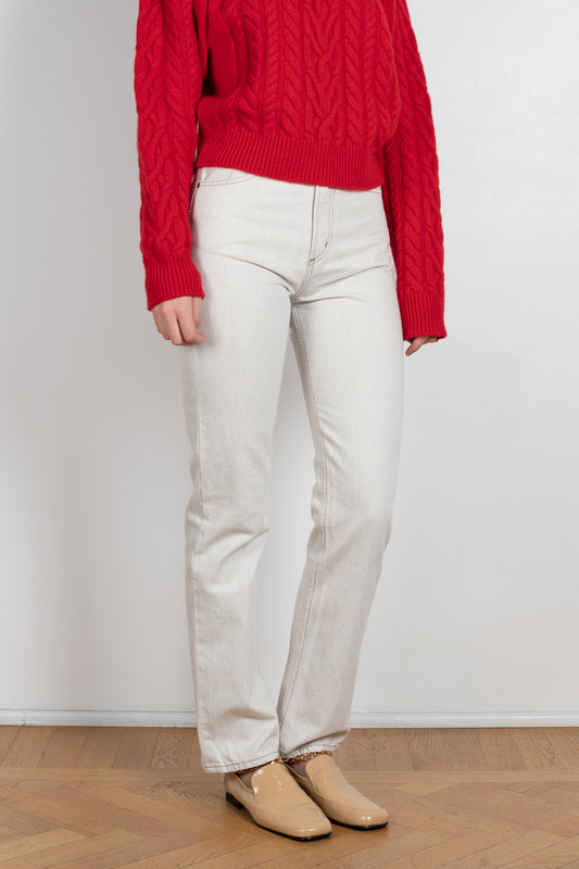 The Martin Jeans by Goldsign Denim is a high waisted straight leg jeans in Heather Grey