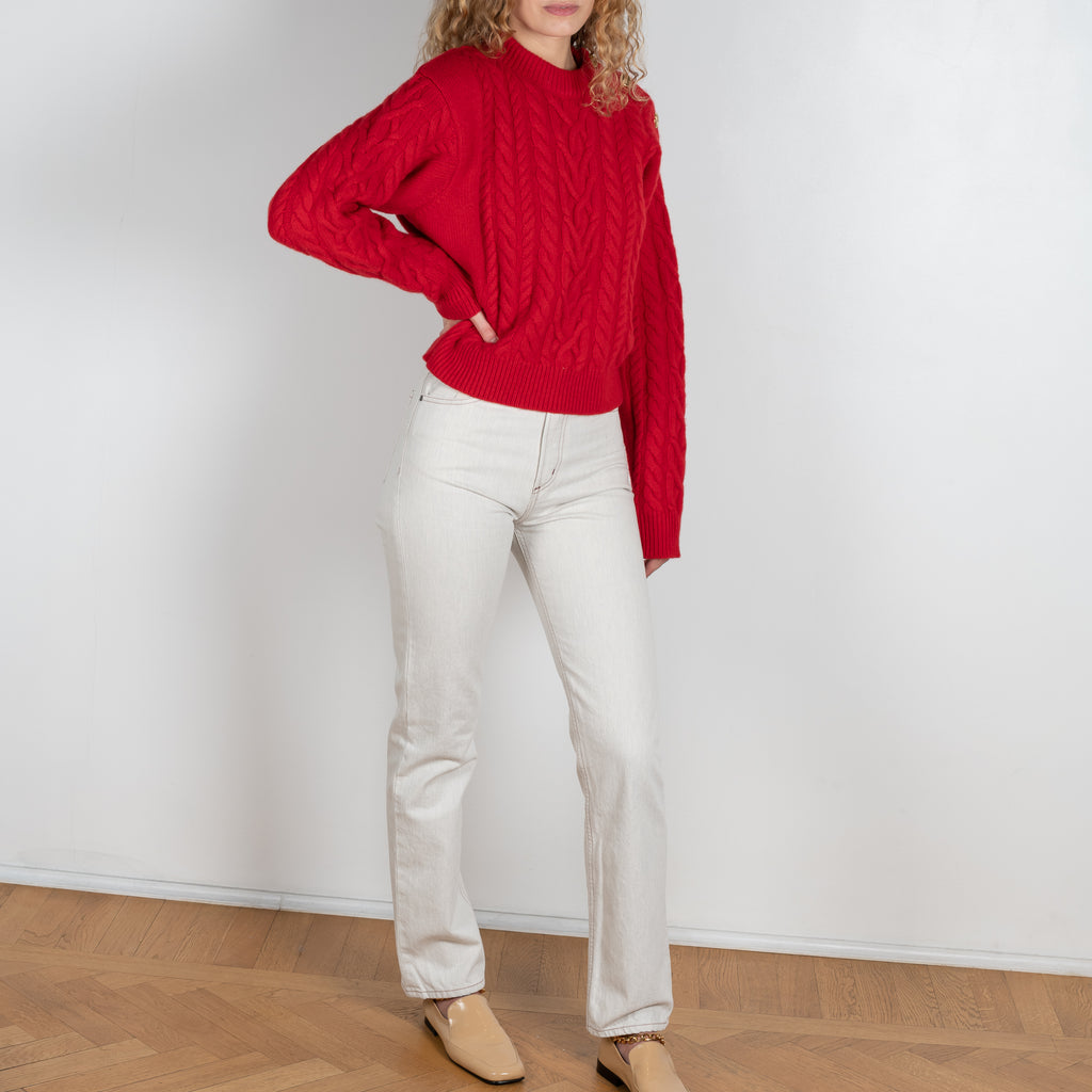 The Martin Jeans by Goldsign Denim is a high waisted straight leg jeans in Heather Grey