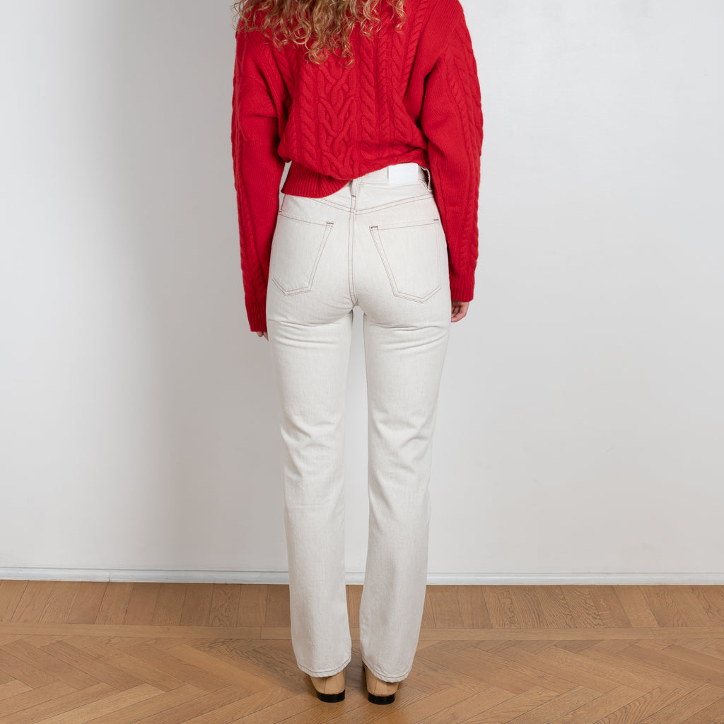 The Martin Jeans by Goldsign Denim is a high waisted straight leg jeans in Heather Grey
