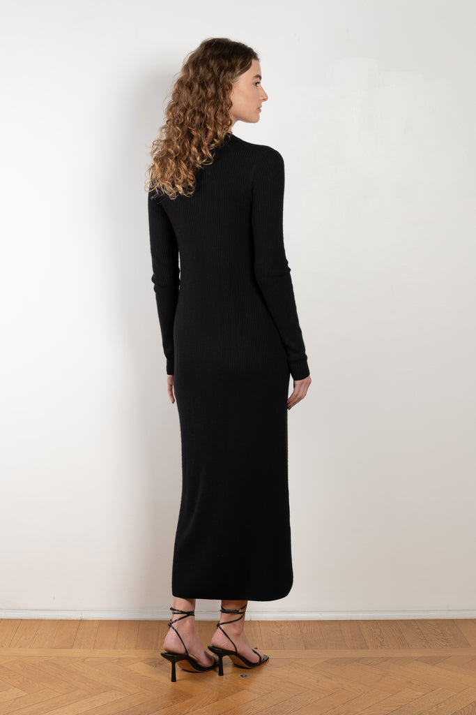 The Sobral Buttoned Dress by Loulou Studio is a long dress in a soft ribbed cashmere blend