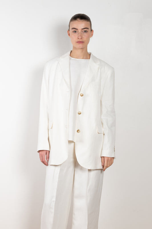The Sore Blazer by Loulou Studio is a loose linen single breasted blazer jacket