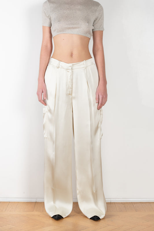 The Carmel Pants by Loulou Studio is a high waisted loose trouser with wide legs and cargo details