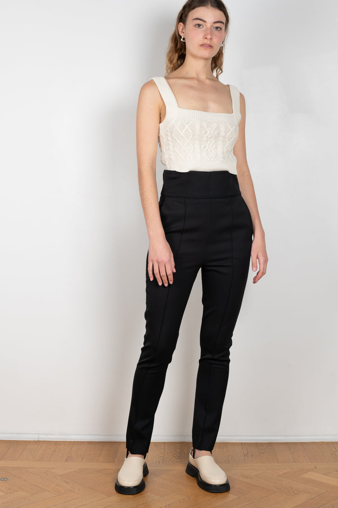 The Pinzon Stirrup Pants by Loulou Studio is a high waisted fitted stirrup trouser with a detachable foot elastic