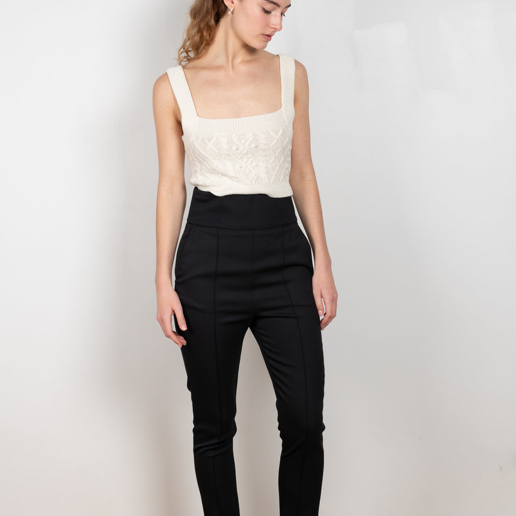 The Pinzon Stirrup Pants by Loulou Studio is a high waisted fitted stirrup trouser with a detachable foot elastic