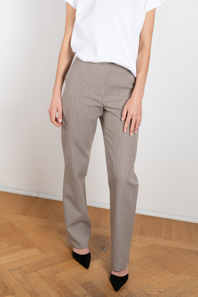 The Straight Check Pants 01by Magda Butrym is a wool and cotton blend straight legged trouser with a high rise