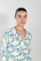 The Flower Cardigan by Meryll Rogge is a soft cotton cardi top in a seasonal flower print with a honeycomb structure