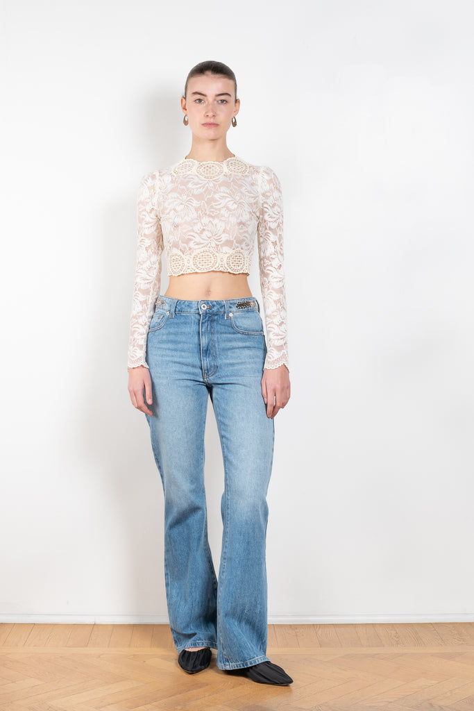 The Embellished Jeans by Paco Rabanne is a straight leg Jeans with embellished discs on the side