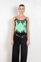 The Lace Top by Paco Rabanne is a delicate green top with fine straps and contrasted lace trims
