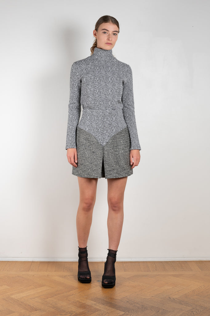 The Grey Wool Skirt by Paco Rabanne is a high waisted mini skirt in a wool bouclette