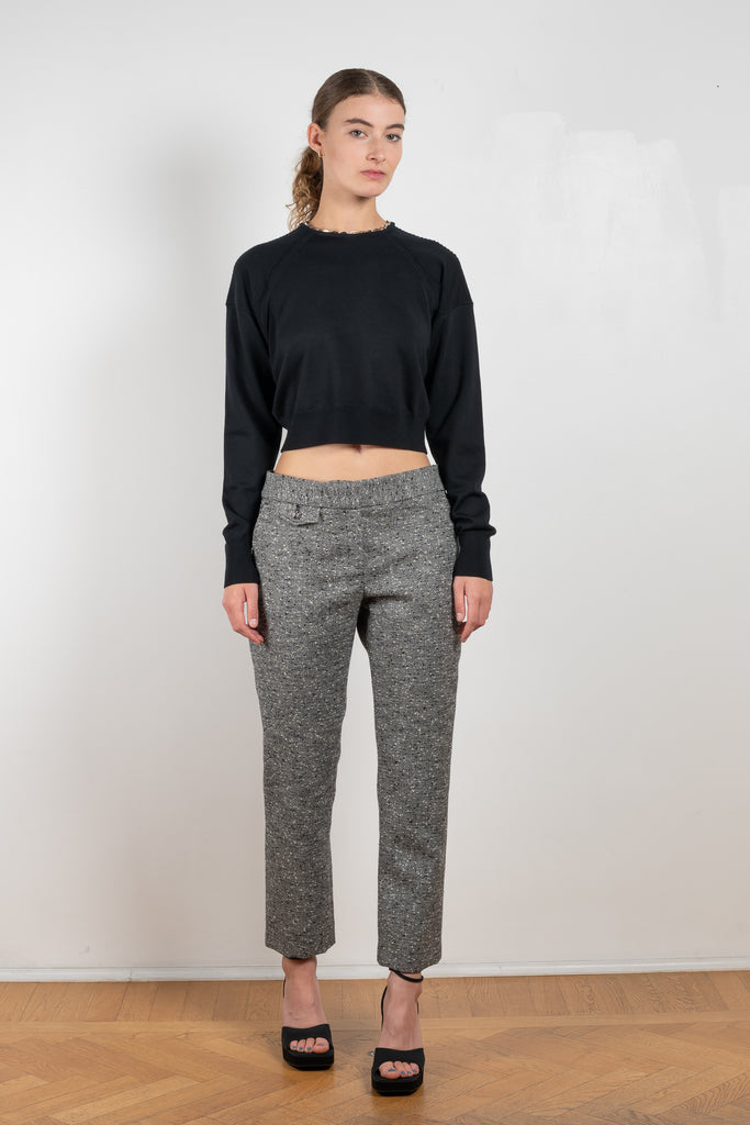 The Grey Wool Trousers by Paco Rabanne is a low rise trouser with a straight leg in a wool bouclette