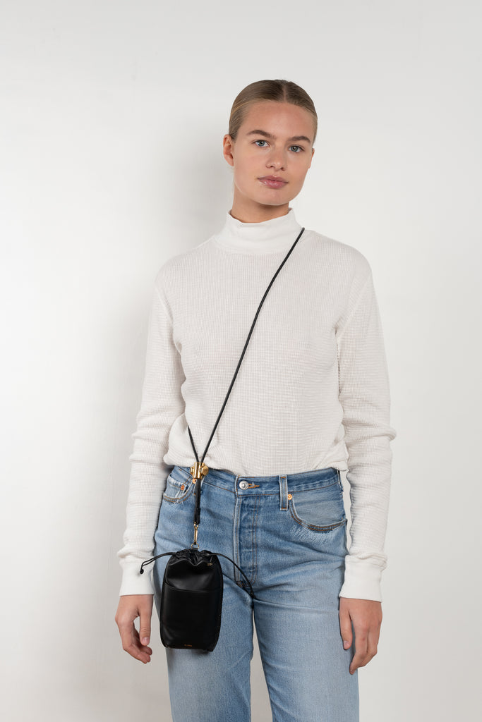 The Thermal Mock Neck by Redone is a signature relaxed Mock Neck Tee with long sleeves in a soft cotton in made collaboration with Hanes