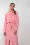 The Jolene Top by Rejina Pyo is a loose top with long sleeves and a fabric overlay scarf detail in a pink fluid viscose