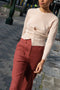The Laila Trousers by Rejina Pyo are high waisted wide legged trousers with a custom double belt detail