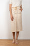 The Tamsin Skirt by Rejina Pyo is a high waisted straight skirt with a buckle belt 