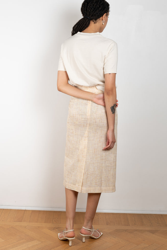 The Tamsin Skirt by Rejina Pyo is a high waisted straight skirt with a buckle belt 
