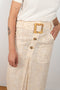 The Tamsin Skirt by Rejina Pyo is a high waisted straight skirt with a buckle belt 