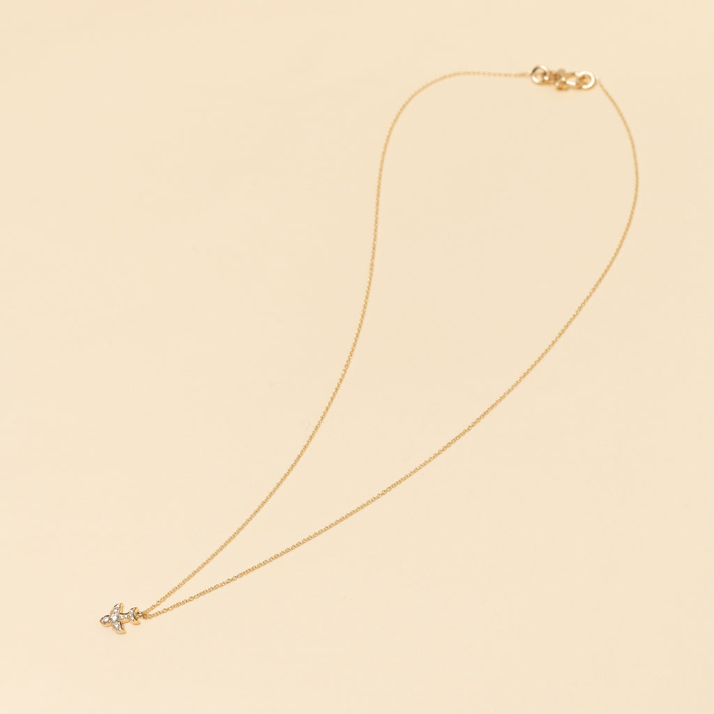The Petite Matisse Necklace by Sophie Bille Brahe is a fine 18Kt Gold necklace with diamonds set in a dove shaped charm inspired by the artist Henri Matisse